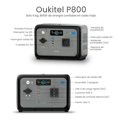 Estación batería portátil 800 W Oukitel P800